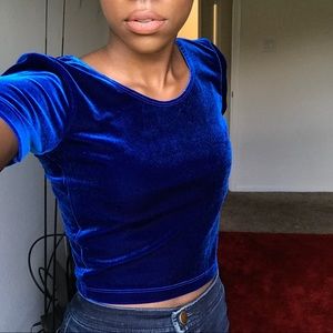 American Apparel Blue Velvet Crop Top